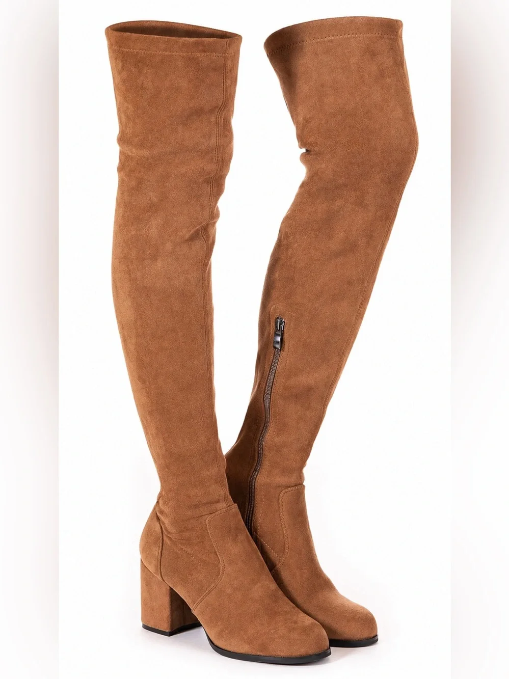 Brown Over the Knee Suede Block Heel Boots EU 40 US 8.5/9